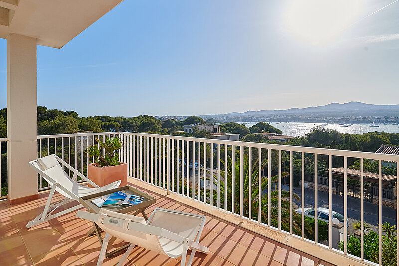 Balkon mit Meerblick in der Ferienwohnung Sa Punta in Portocolom
