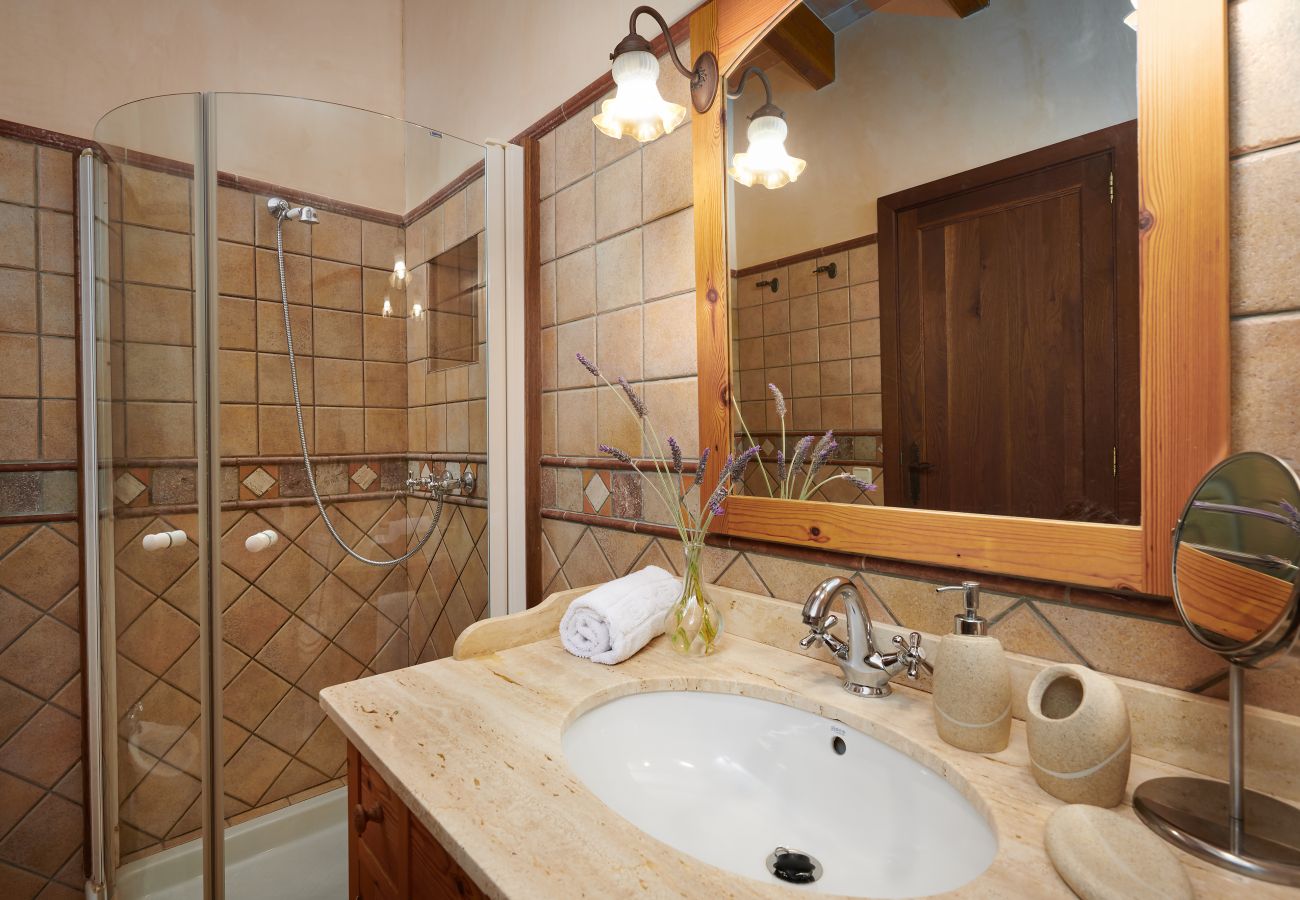 Badezimmer mit Dusche der Finca Can Torres in Felanitx