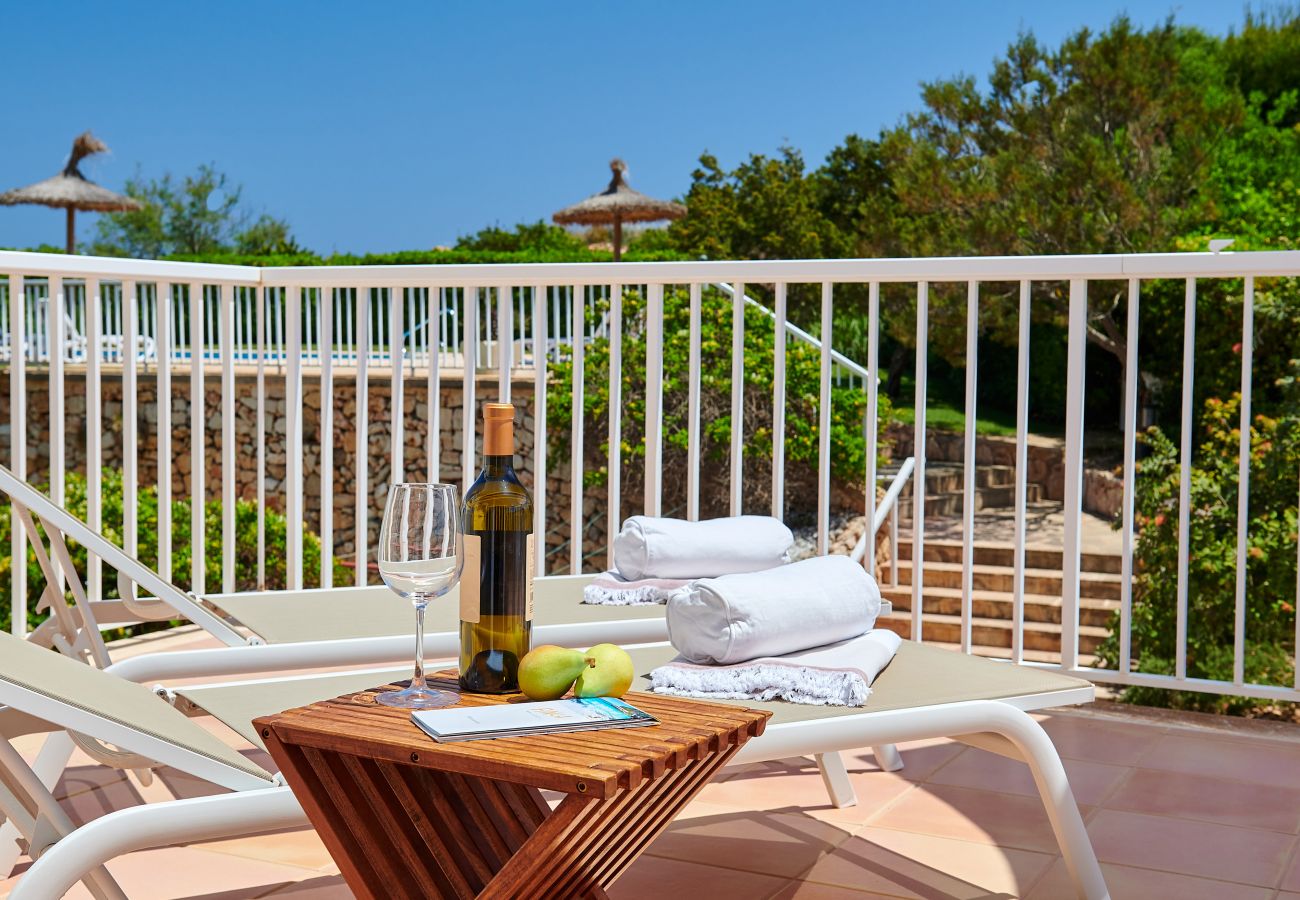 Terrasse mit Ausblick der Ferienwohnung Sa Punta bei Portocolom