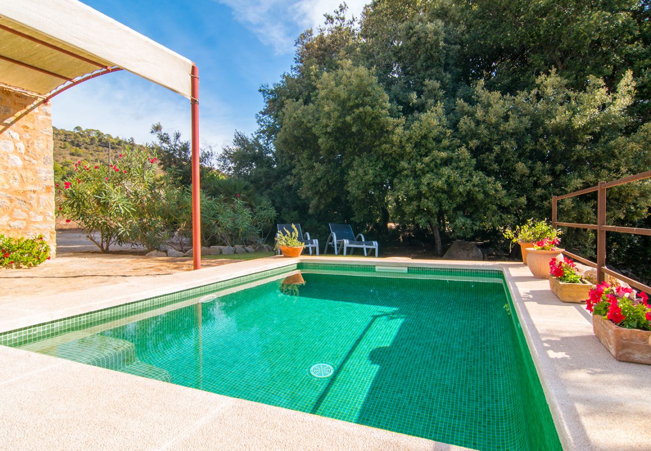 Pool, mediterraner Garten und Terrasse der Finca Bonita bei Son Servera