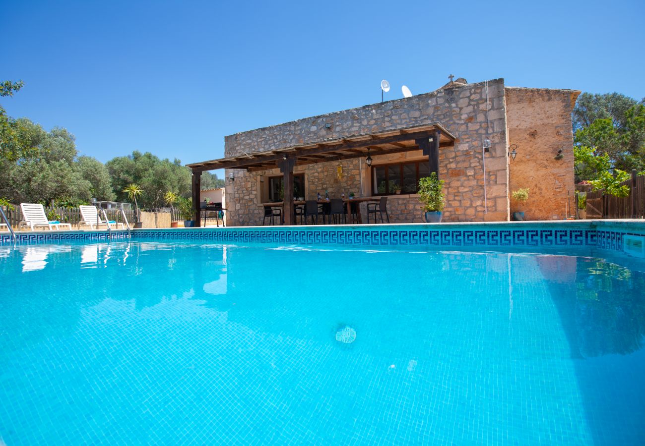 Pool mit Liegen der Finca Sa Pedra bei Santanyi